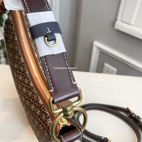 🔥NeW! Tory Burch T Monogram Haircalf Mini Crescent Bag - Picture 12 of 15